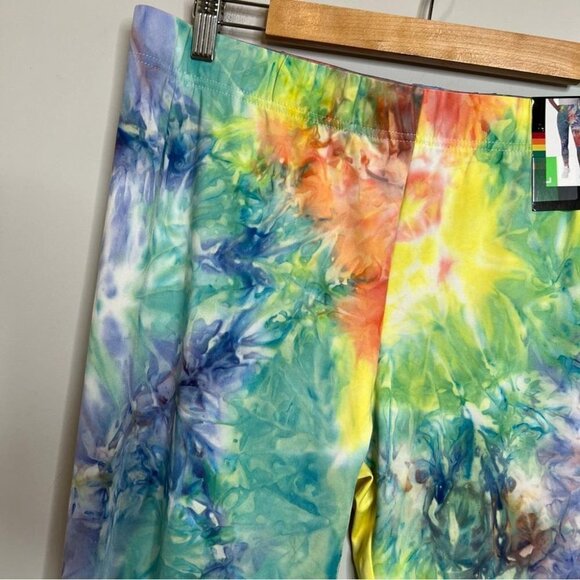 BJ's Feeling Proud Womens Size Large NEW Tie Dye Rainbow Leggings Pull On - Picture 3 of 9